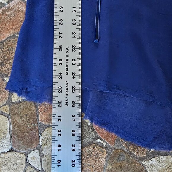 Go By GoSilk Blue Silk Long Sleeve Blouse With Drawstring Neckline, Size Medium - Picture 11 of 11